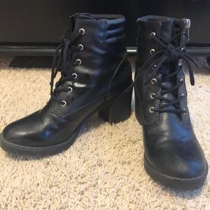 Black zip ankle boot lace up